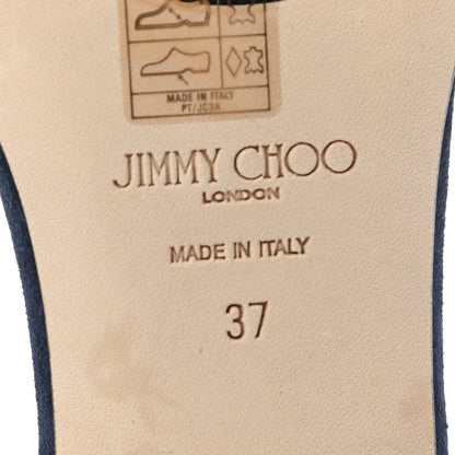 Jimmy Choo Suede Joni Flat Slide Sandals 37 Blue 6 of 7