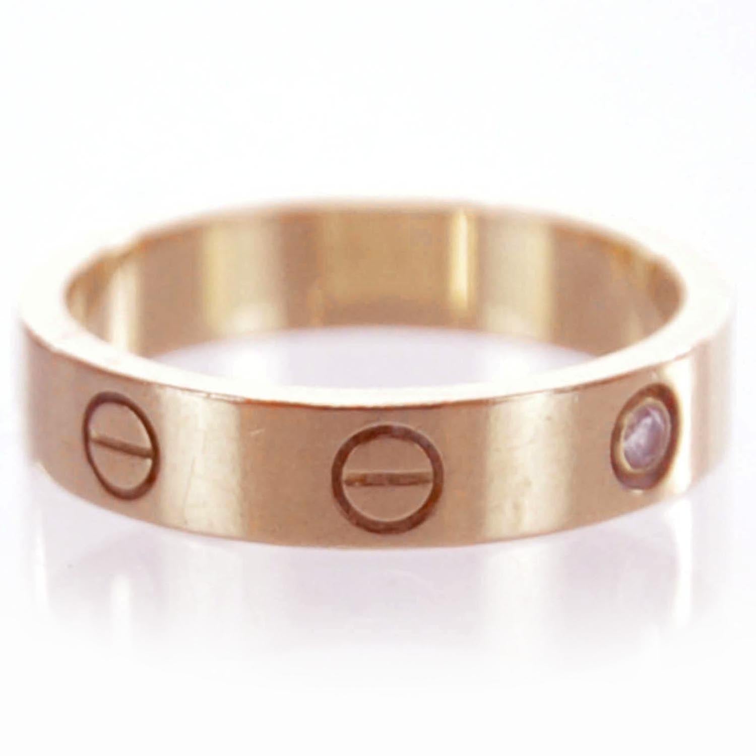 Cartier 18K Pink Gold Diamond 4mm LOVE Wedding Band Ring 52 6 2 of 4
