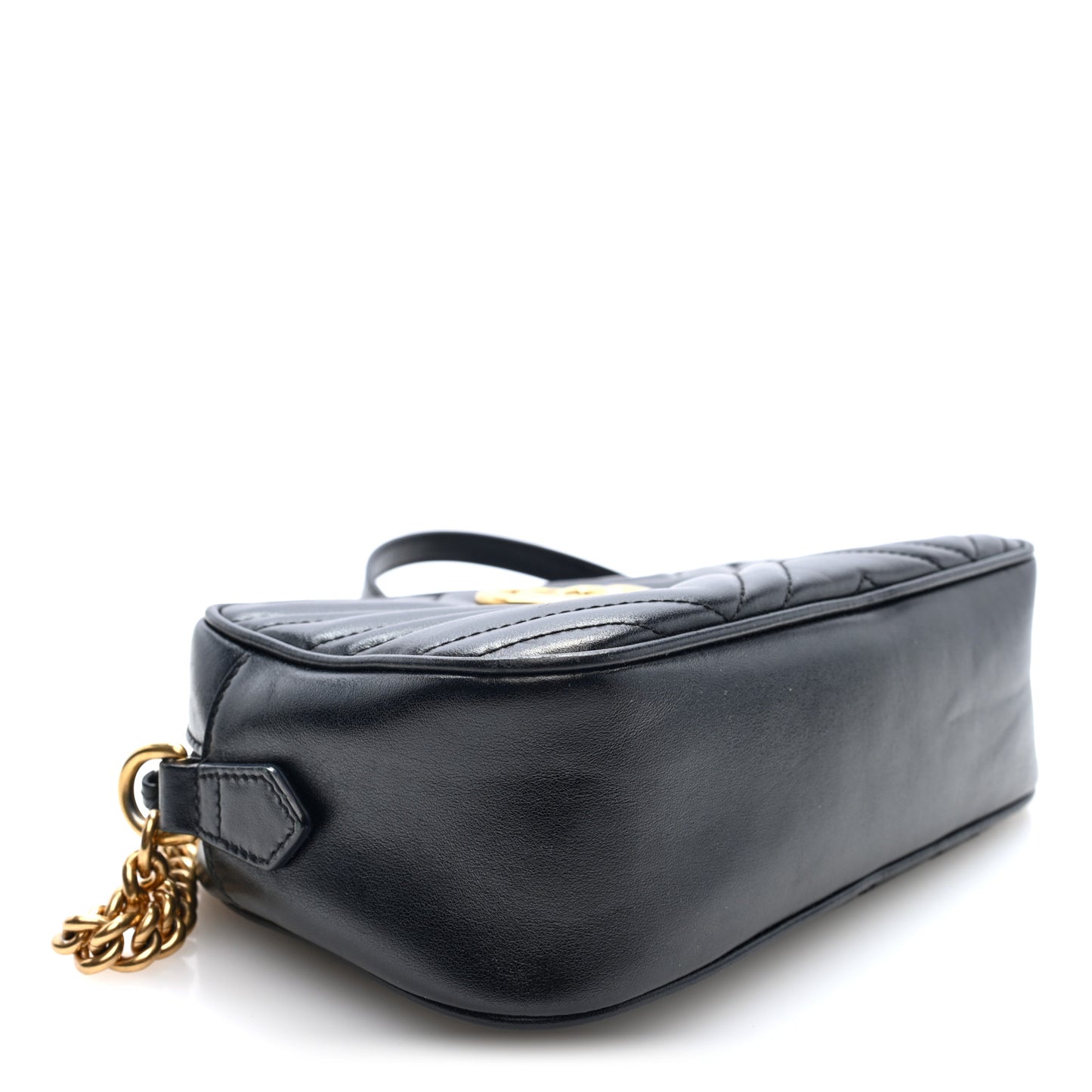 Calfskin Matelasse Small GG Marmont Chain Shoulder Bag Black