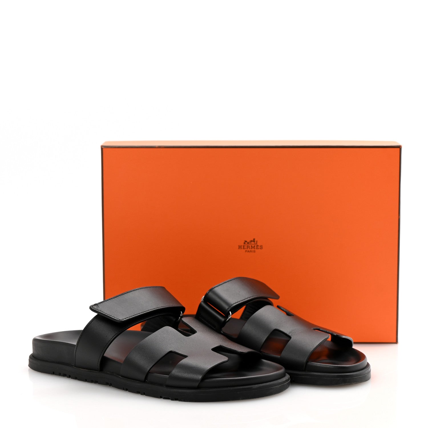 Hermes Calfskin Womens Chypre Sandals 38 Black 11 of 11