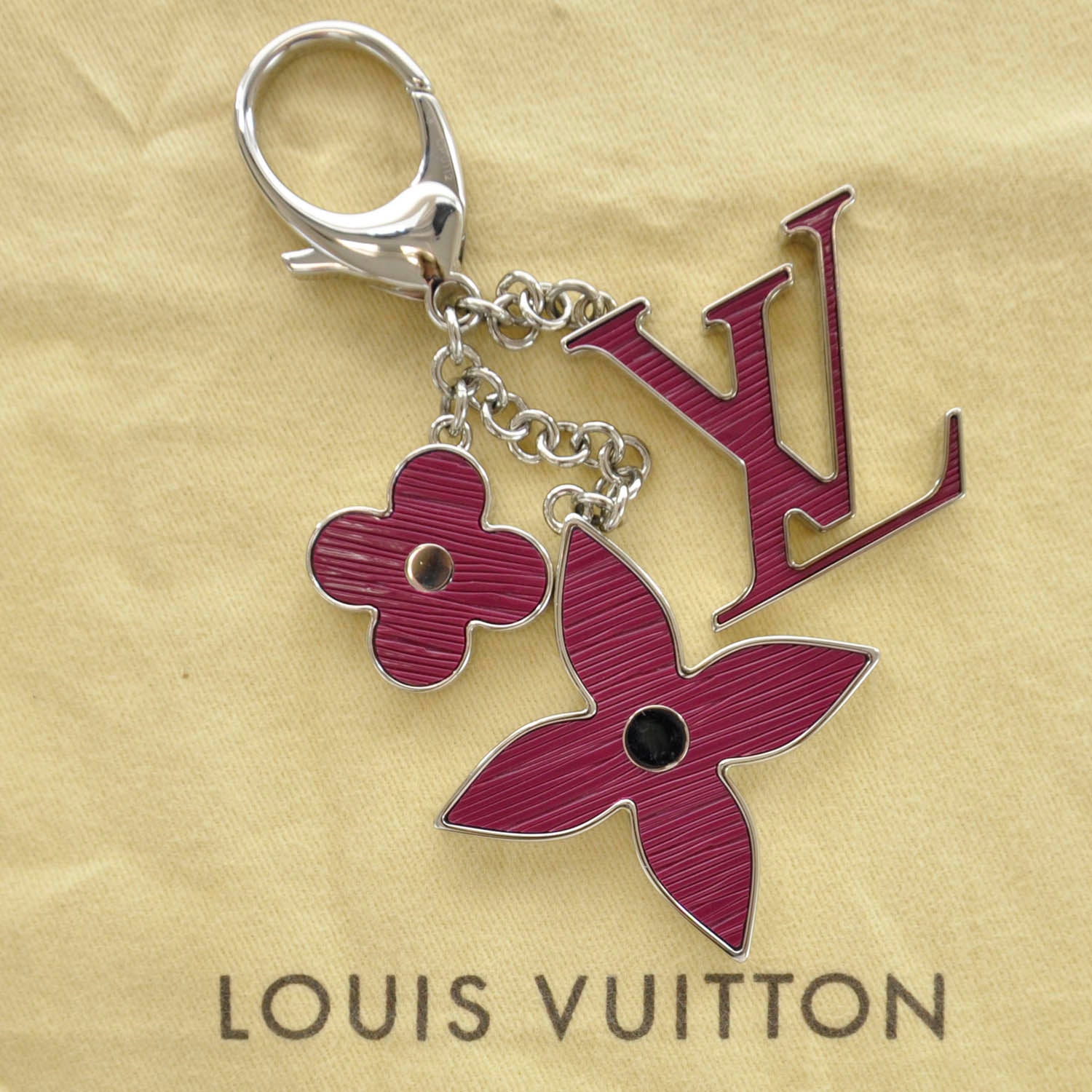 Louis Vuitton Fleur d Epi Bag Charm Fuchsia 5 of 5