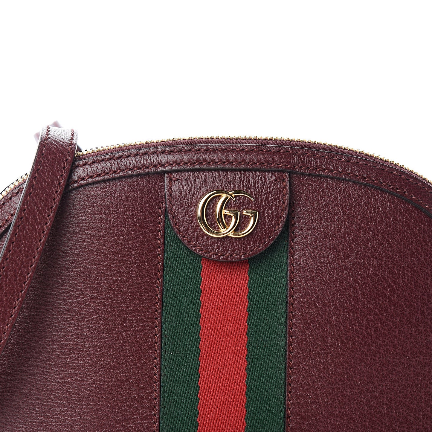 Textured Calfskin Web Small Ophidia Dome Shoulder Bag Vintage Bordeaux