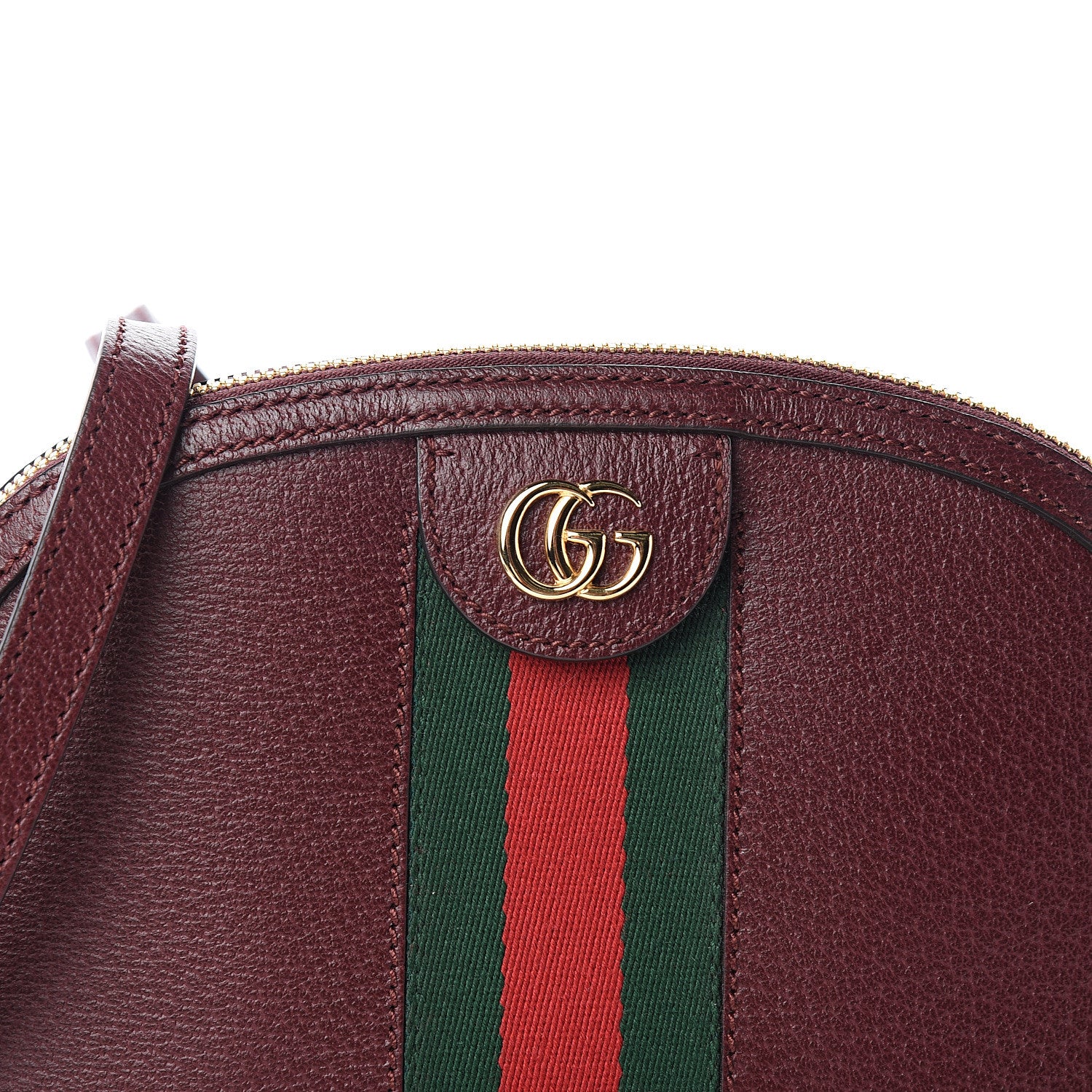 Gucci Textured Calfskin Web Small Ophidia Dome Shoulder Bag Vintage Bordeaux 9 of 9