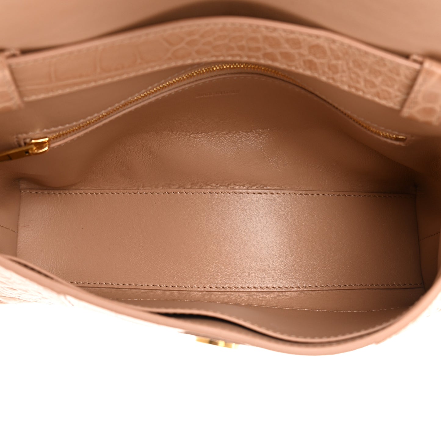 Extra Supple Calfskin Crocodile Embossed XS Downtown Shoulder Bag Nude Beige