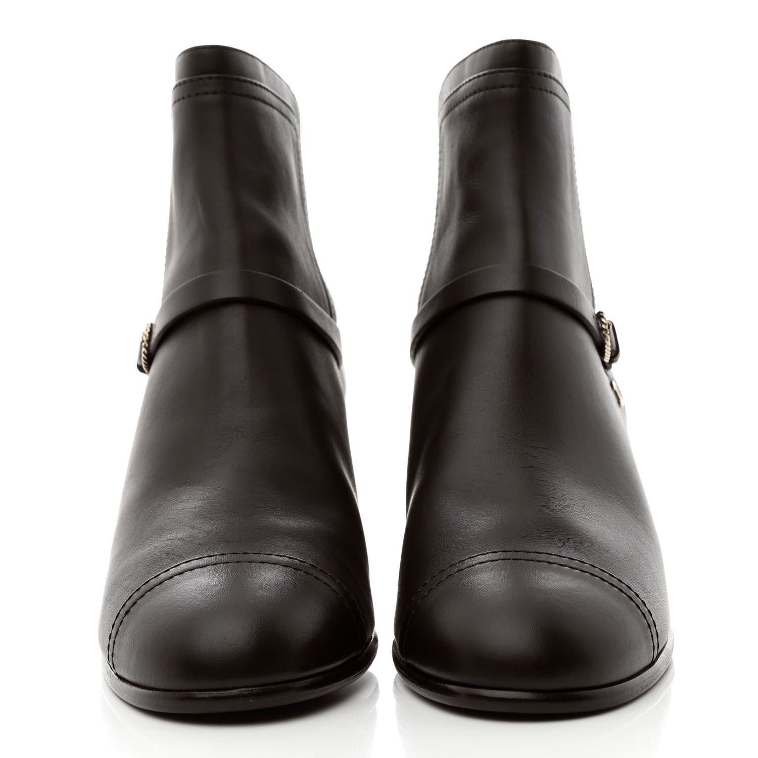 Chanel Calfskin CC Buckle Short Boots 40.5 Brown 2 of 9