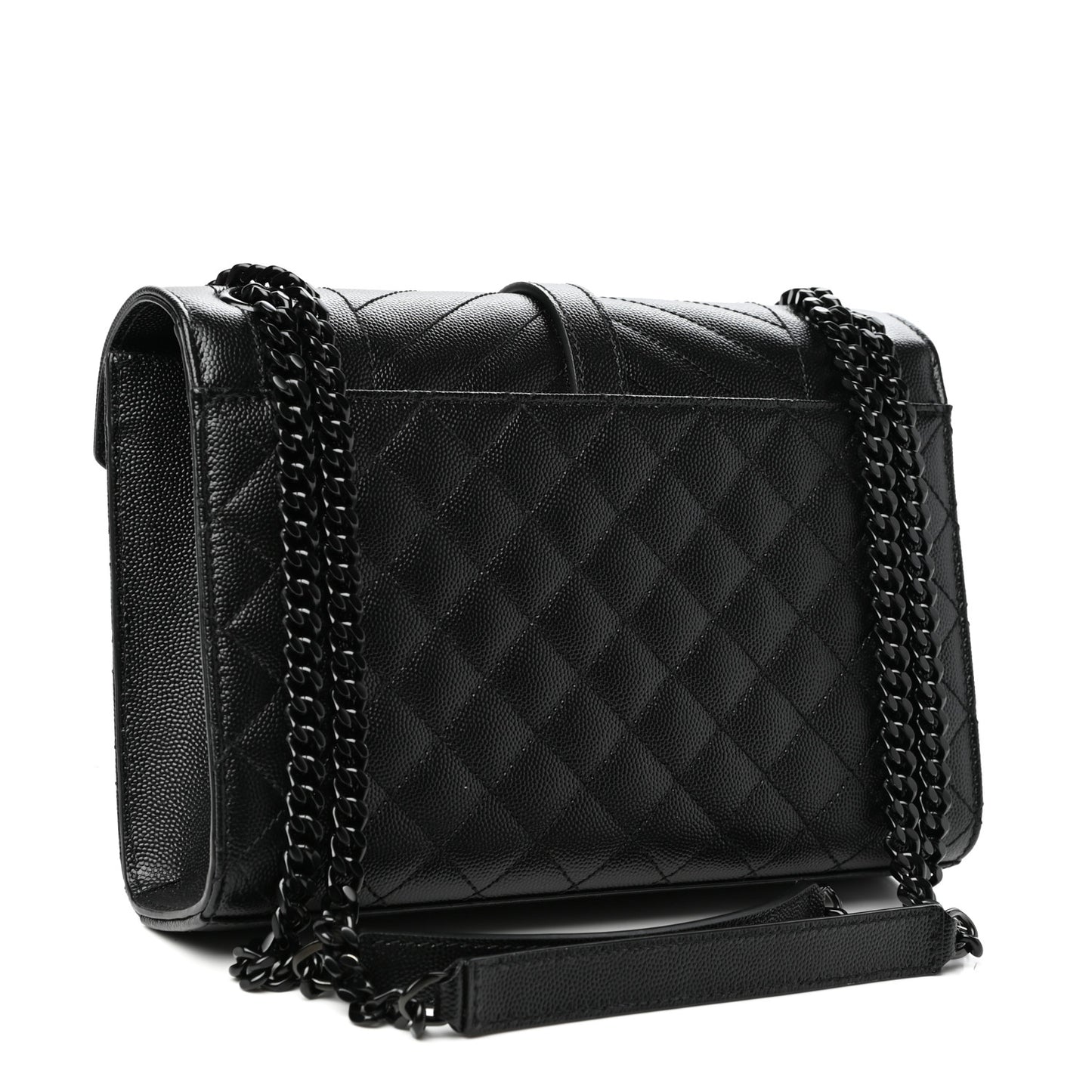 Grain De Poudre Textured Mixed Matelasse Triquilt Medium Monogram Satchel Black