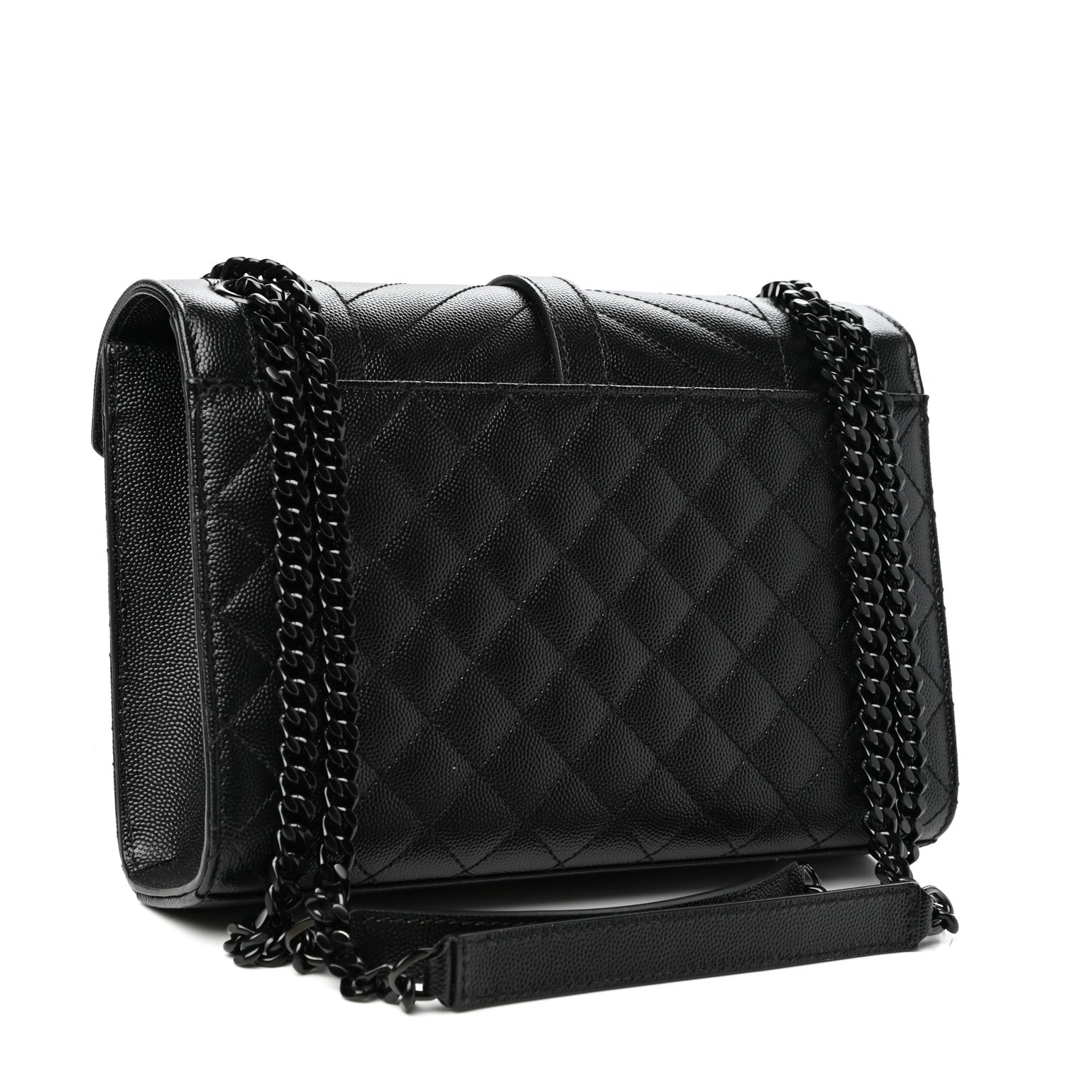 Saint Laurent Grain De Poudre Textured Mixed Matelasse Triquilt Medium Monogram Satchel Black 3 of 9