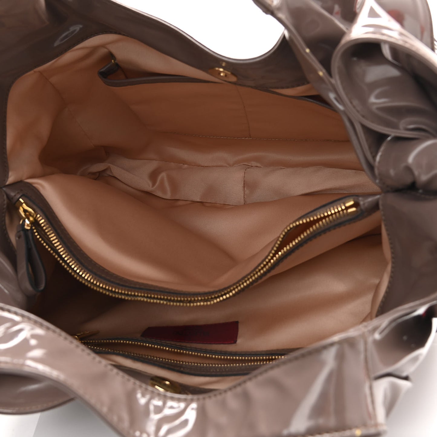 Patent Lacca Large Nuage Bow Hobo Brun