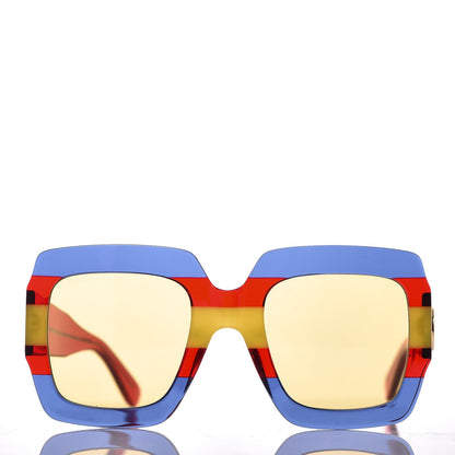 Gucci Square Frame GG0178S Sunglasses Blue Red Yellow 2 of 7