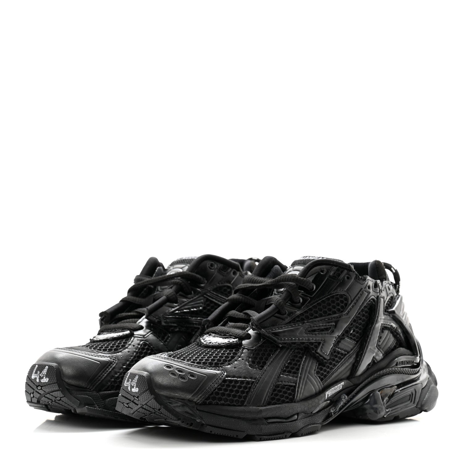 Balenciaga Mesh Rubber Monocolor Mens Runner Sneakers 41 Black 3 of 10
