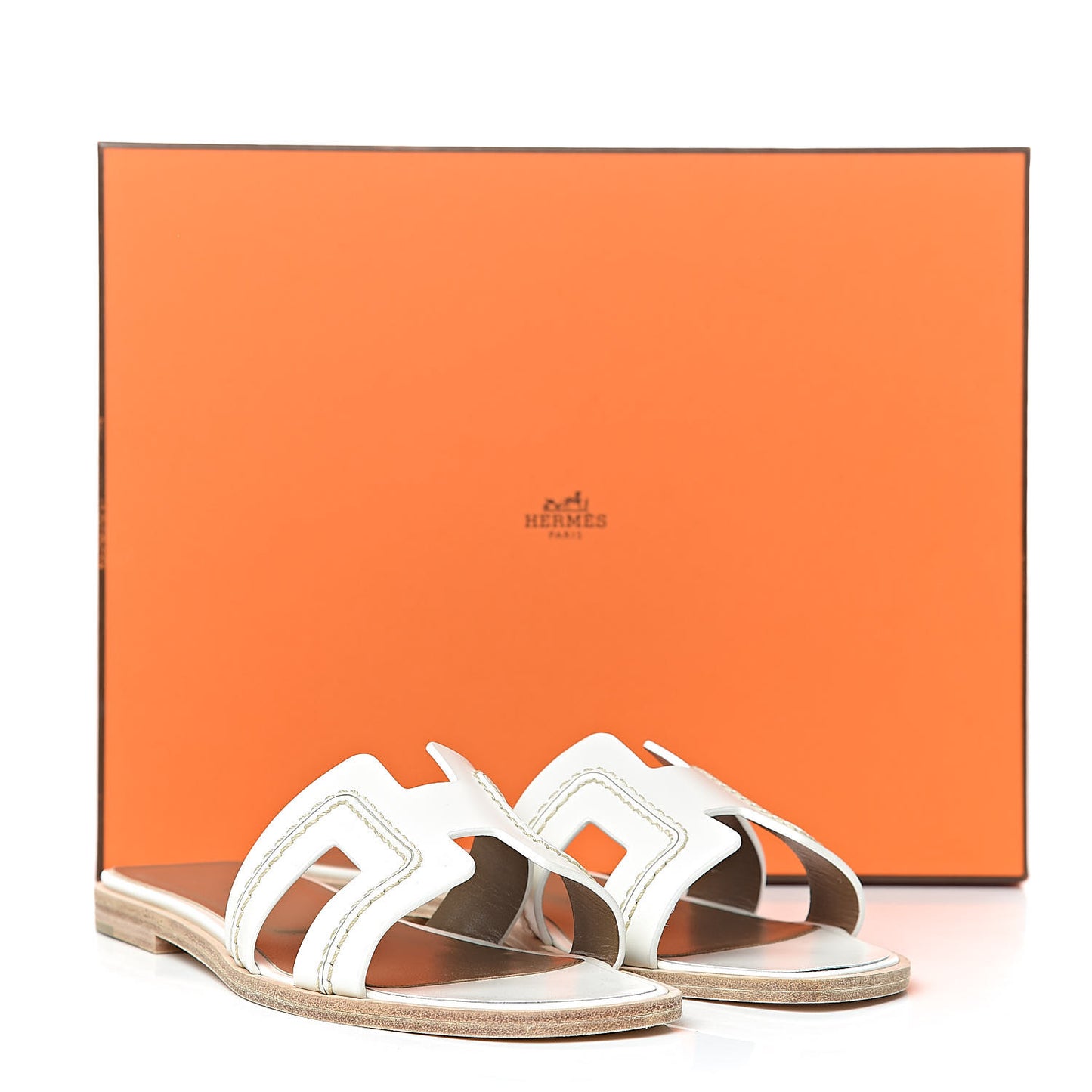 Calfskin Pique Oran Sandals 36 White
