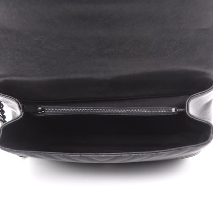 Saint Laurent Sheepskin Matelasse Chevron Monogram Monochrome Large College Satchel Black 5 of 11