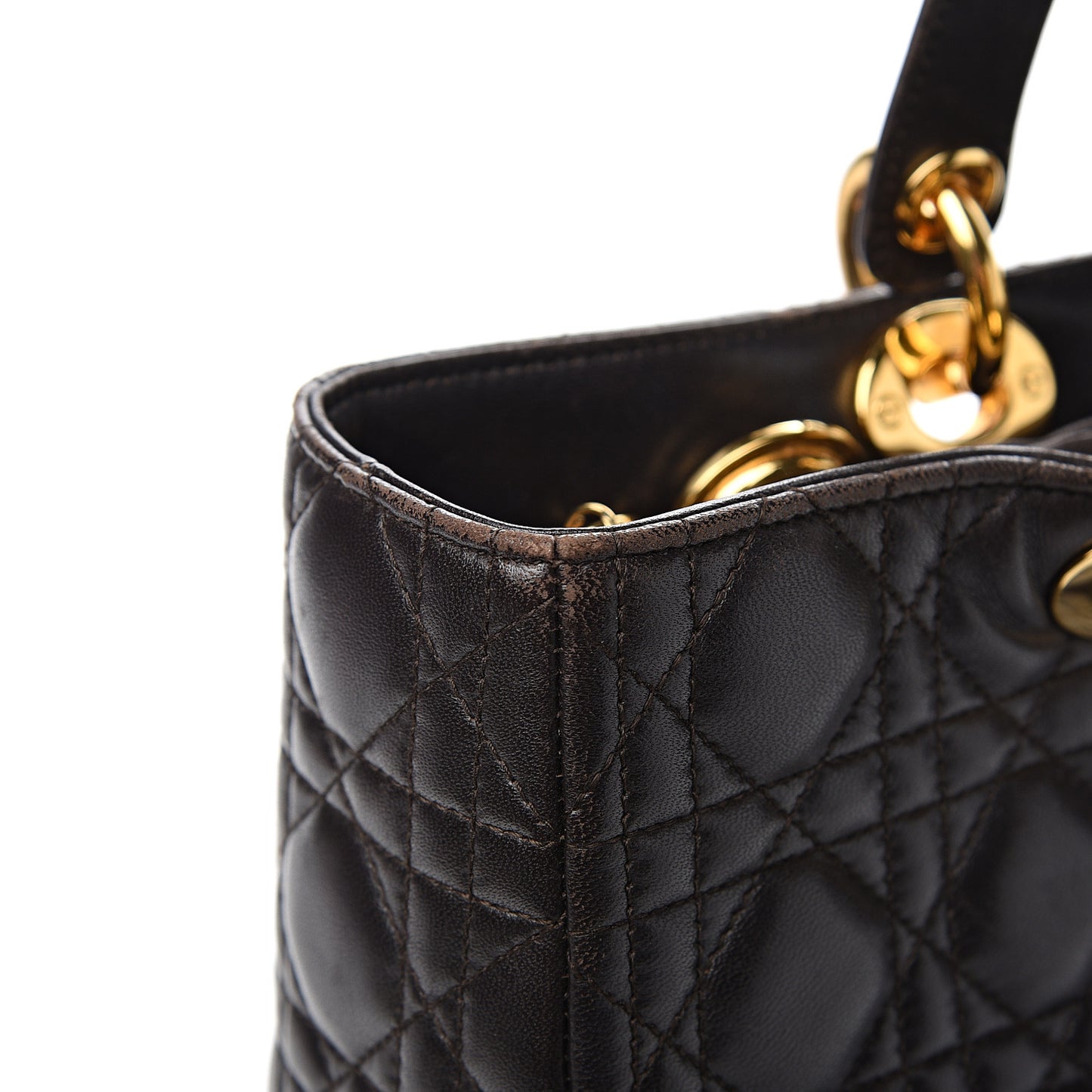 Lambskin Cannage Large Lady Dior Dark Brown
