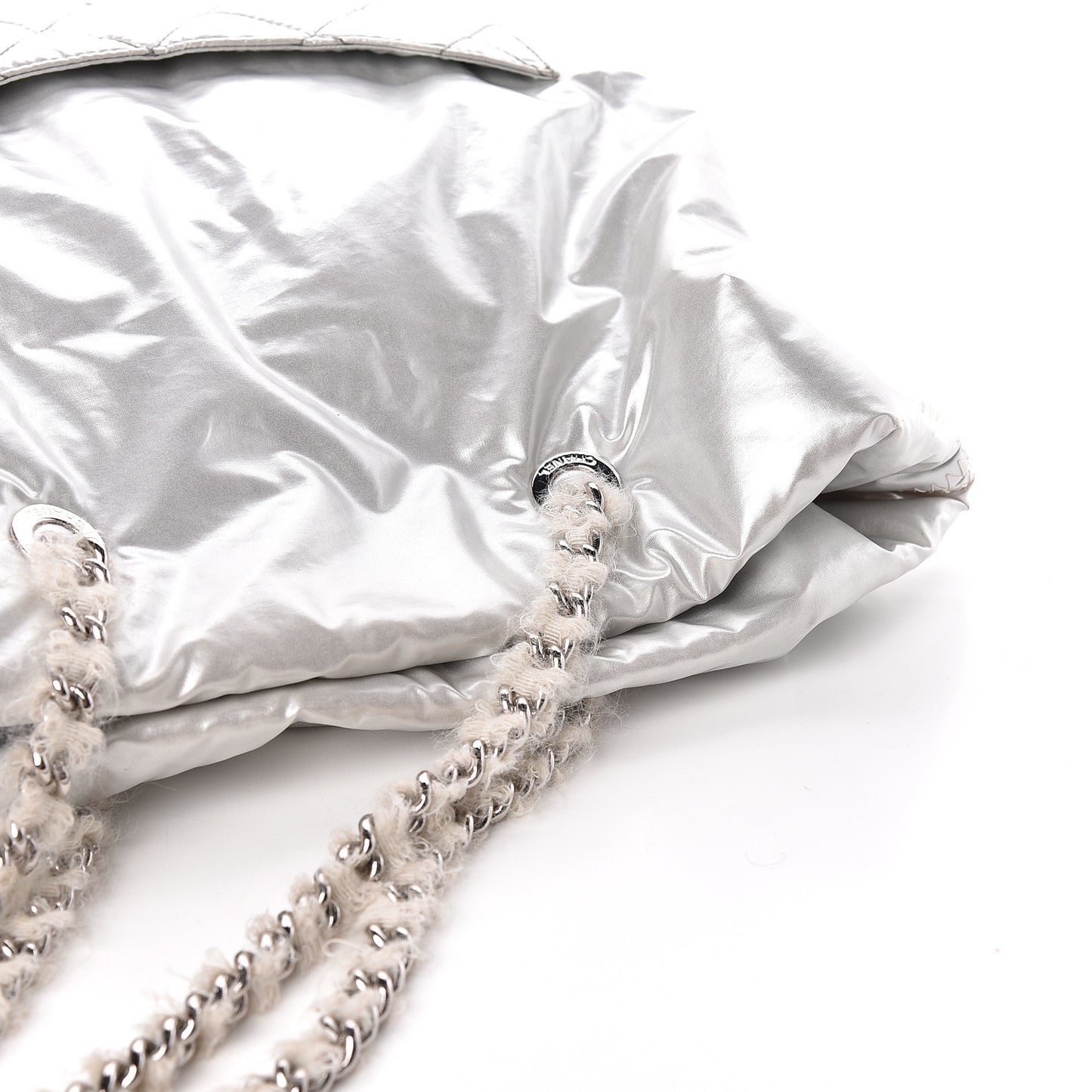 Vinyl Mohair Trimmed CC Bonbons Tote Silver