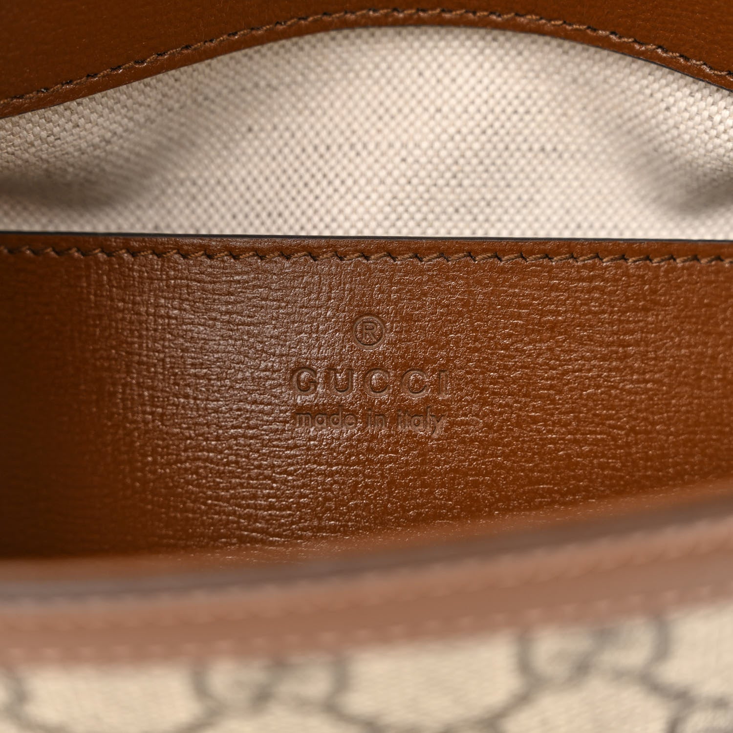 Gucci GG Supreme Monogram Azalea Calfskin Web Mini Horsebit 1955 Shoulder Bag Beige Ebony Brown Sugar 6 of 11