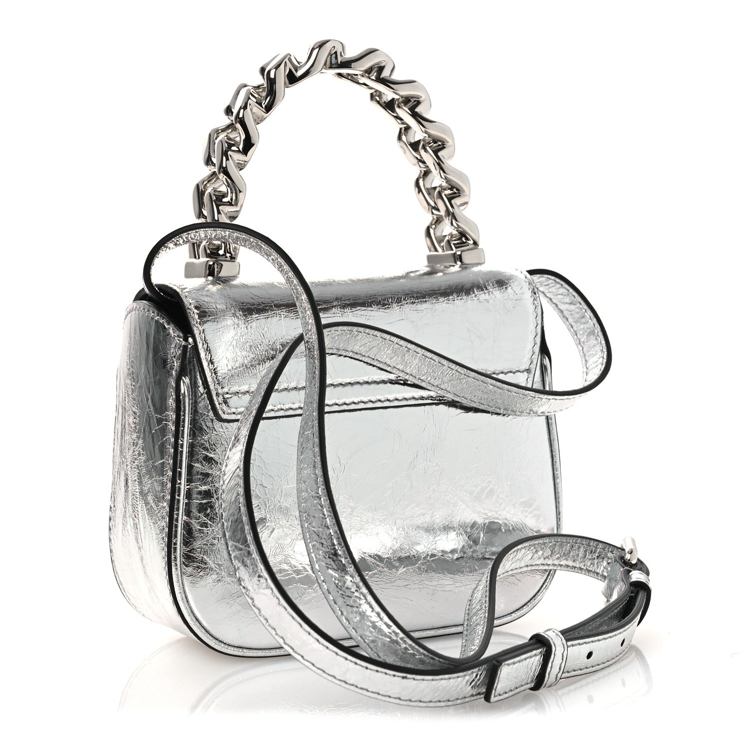 Versace Metallic Crackled Lambskin Mini La Medusa Silver 3 of 10
