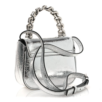 Versace Metallic Crackled Lambskin Mini La Medusa Silver 3 of 10