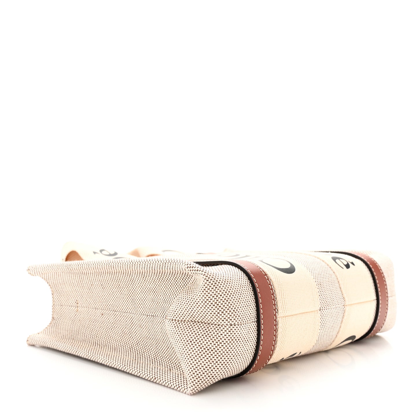 Cotton Calfskin Small Woody Ribbon Tote With Strap White Brown