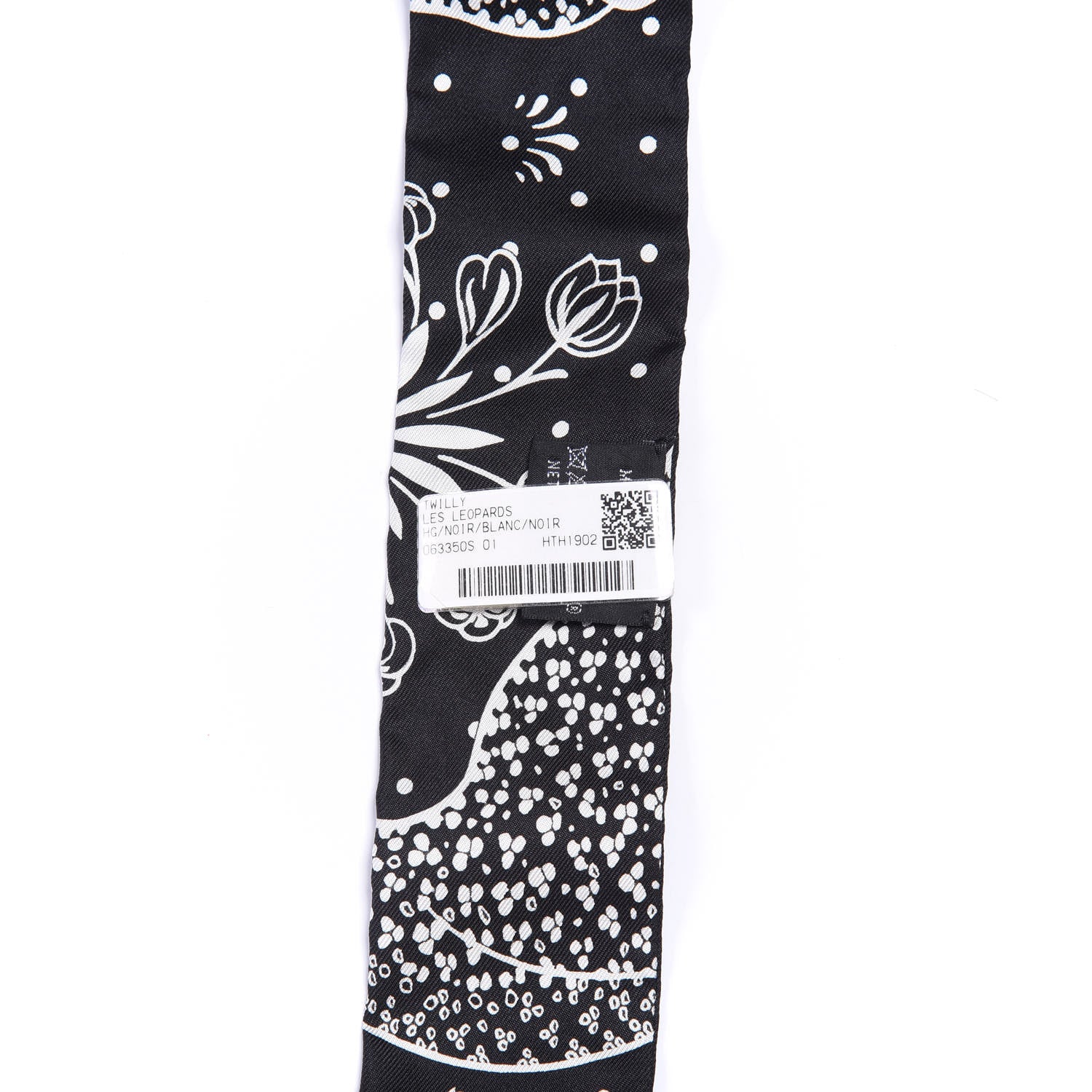 Hermes Silk Les Leopards Twilly Black White 3 of 4