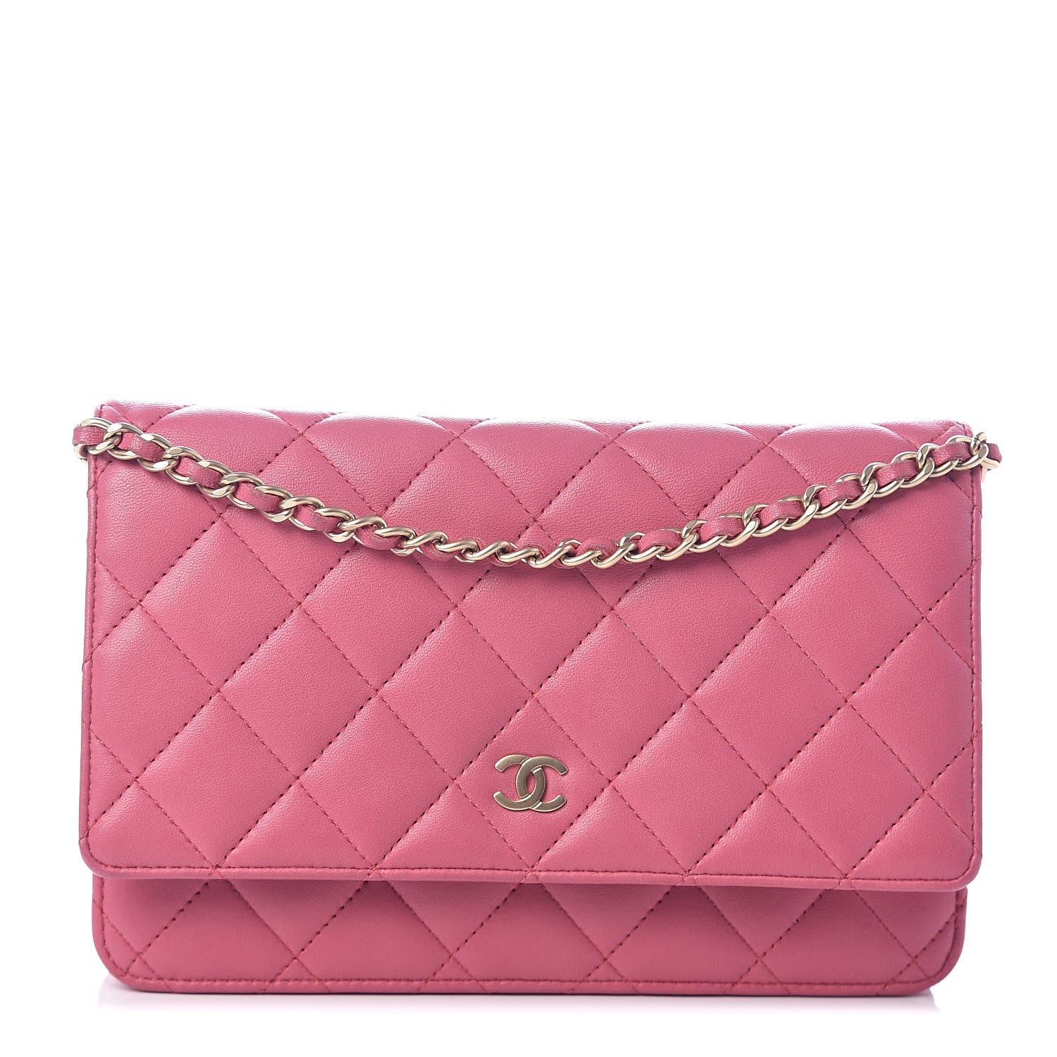 Chanel Lambskin Quilted Wallet On Chain WOC Pink 1 of 12