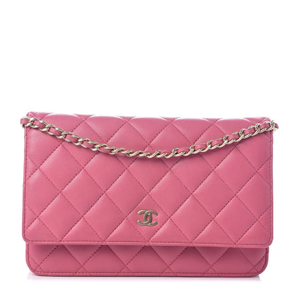 Chanel Lambskin Quilted Wallet On Chain WOC Pink 1 of 12