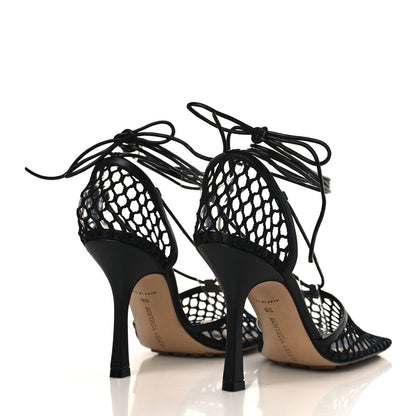 Bottega Veneta Mesh Nappa Stretch Ankle Tie Sandals 38 Black 4 of 9