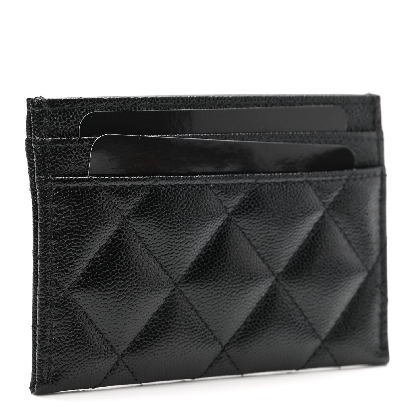 Caviar Quilted Studded CC Card Holder Black