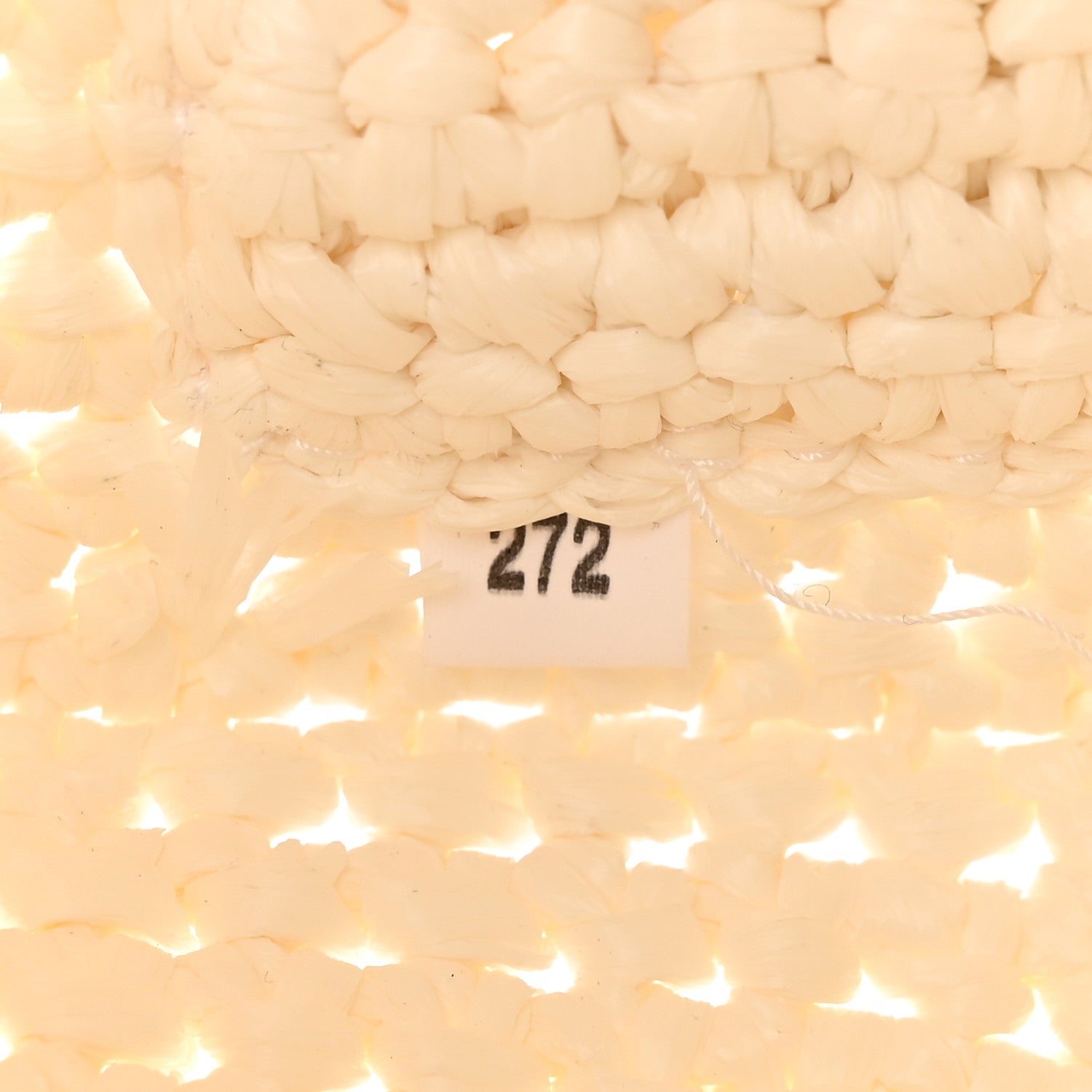Prada Yarn Raffia Effect Crochet Logo Embroidered Shopping Tote Bag White 7 of 10