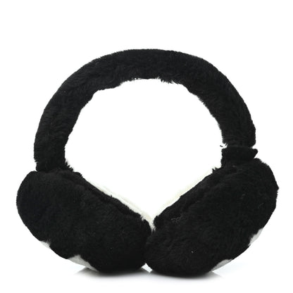 Chanel Shearling CC Bi-Color Ear Muffs White Black 1 of 4