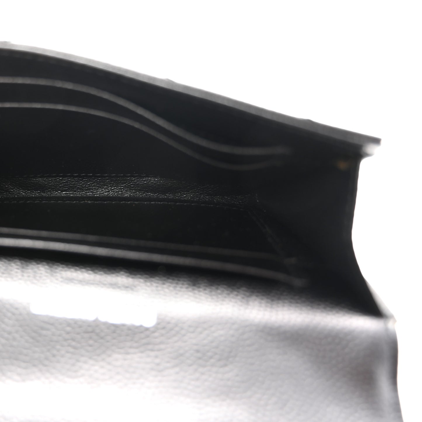 Grain De Poudre Matelasse Chevron Small Monogram Envelope Wallet Black