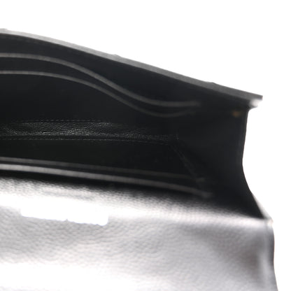 Saint Laurent Grain De Poudre Matelasse Chevron Small Monogram Envelope Wallet Black 5 of 8