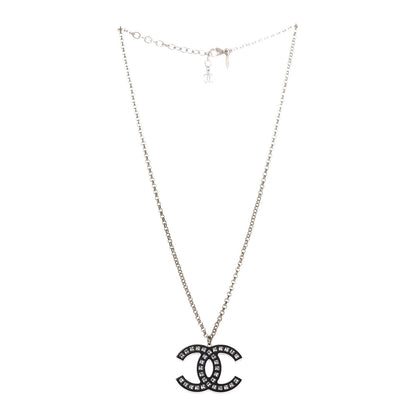 Chanel Resin Baguette Crystal CC Necklace Black 3 of 6