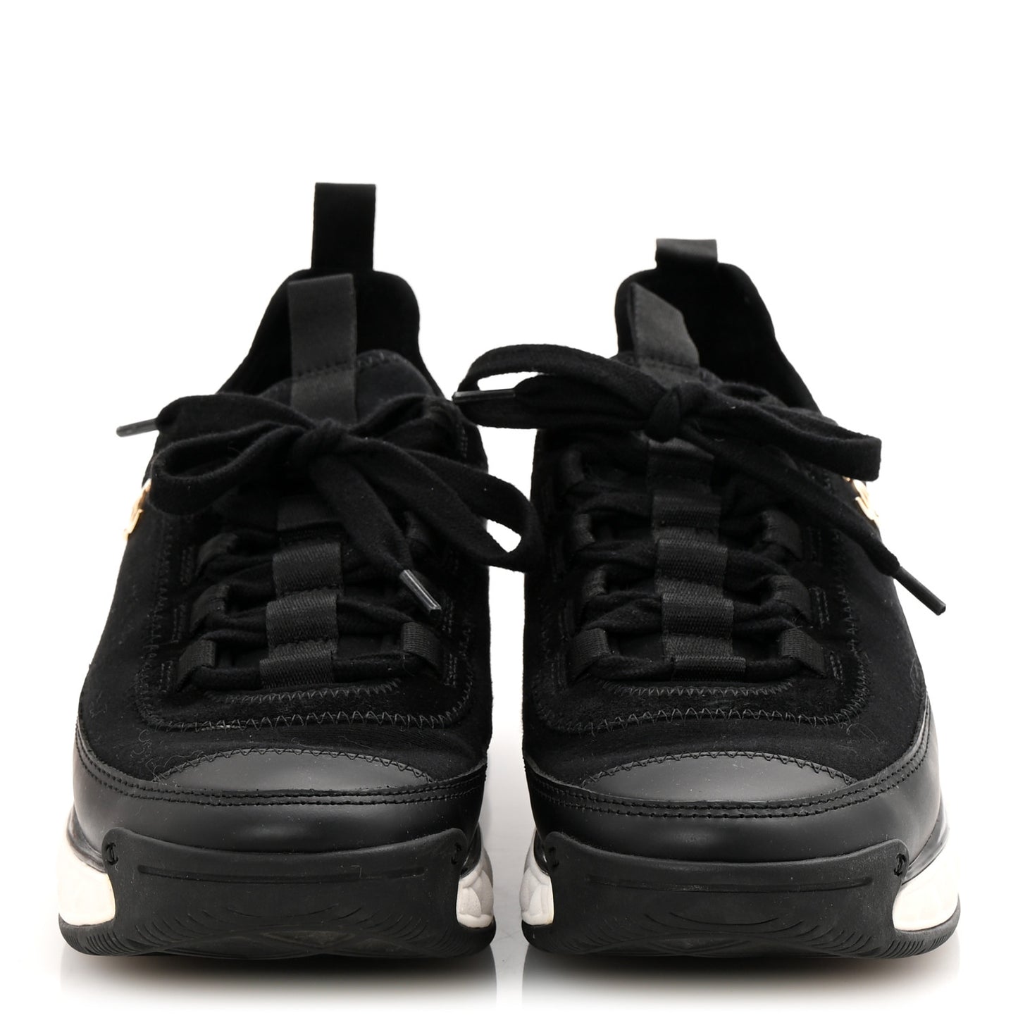 Velvet Calfskin Mixed Fibers CC Sneakers 36 Black