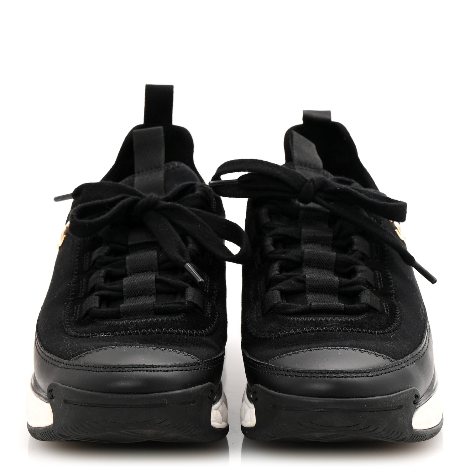 Chanel Velvet Calfskin Mixed Fibers CC Sneakers 36 Black 2 of 10