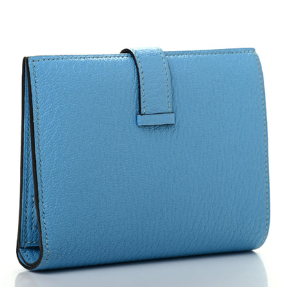 Hermes Chevre Mysore Bearn Compact Wallet Celeste 3 of 7