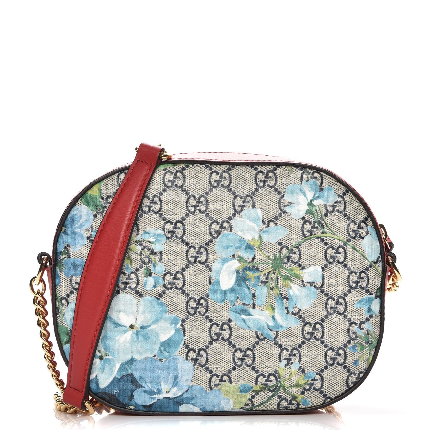 Gucci GG Supreme Monogram Blooms Mini Chain Shoulder Bag Beige Blue Navy Hibiscus Red 1 of 7
