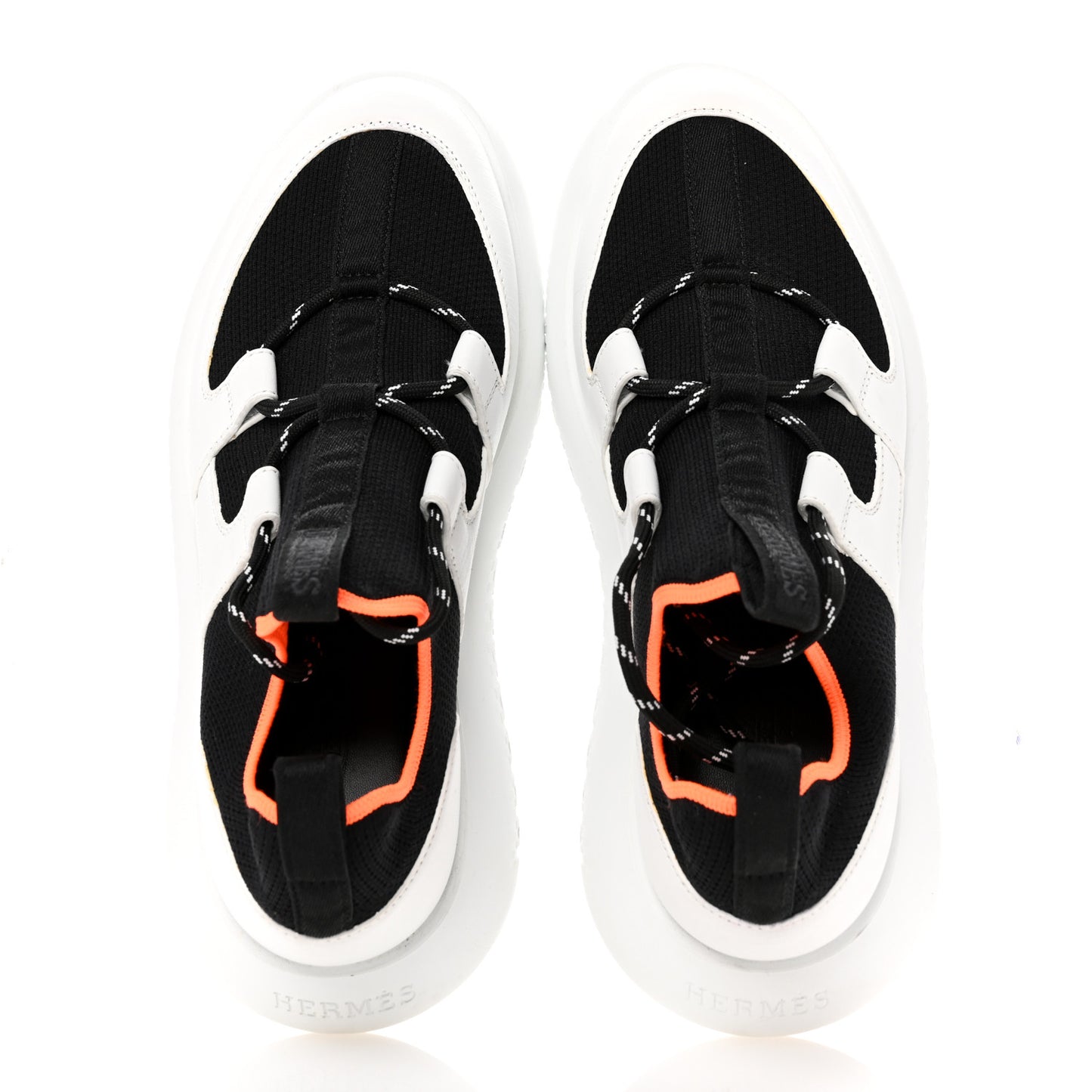 Technical Canvas Calfskin Womens Duel Sneakers 36 White Black