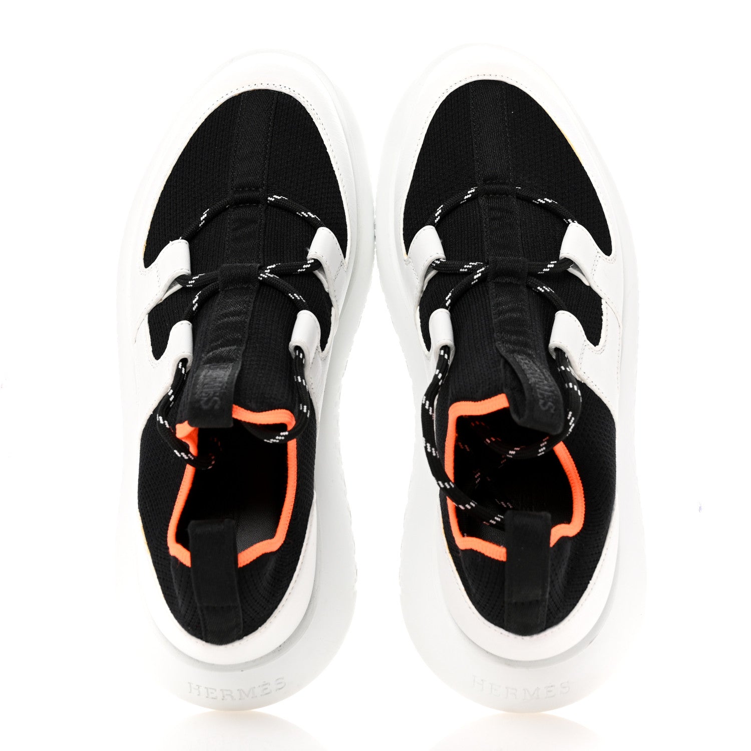 Hermes Technical Canvas Calfskin Womens Duel Sneakers 36 White Black 2 of 13