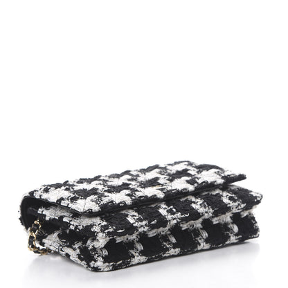 Chanel Tweed Quilted Wallet On Chain WOC Black Ecru White 3 of 12