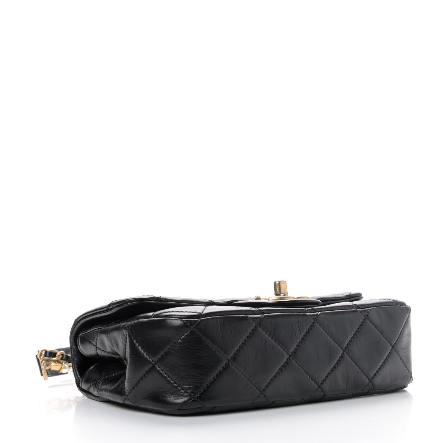 Chanel Calfskin Quilted Mini Rectangular Crystal Pearls Chain Flap Black 3 of 4