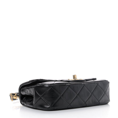 Chanel Calfskin Quilted Mini Rectangular Crystal Pearls Chain Flap Black 3 of 4