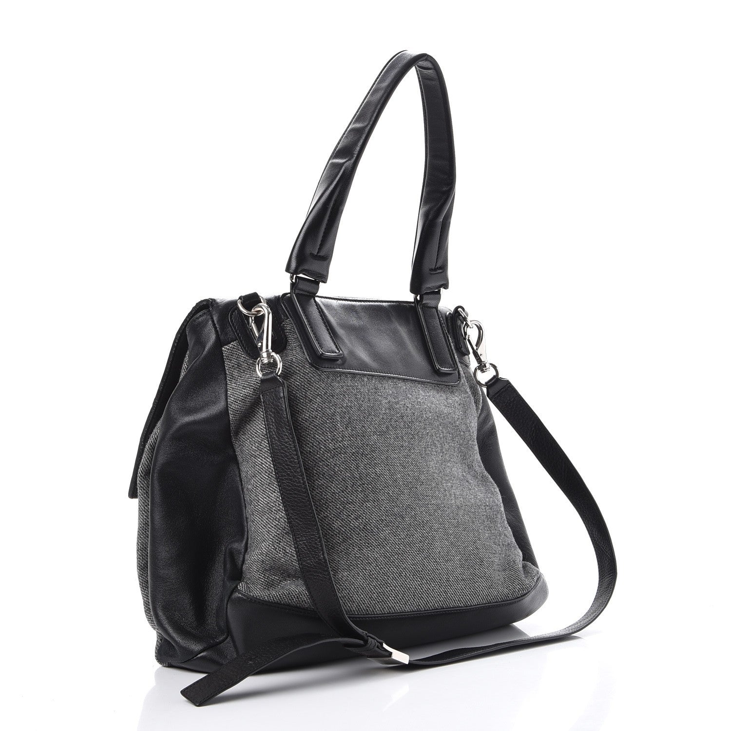 Givenchy Tweed Wool Calfskin Medium Pandora Pure Flap Bag Dark Grey Black 3 of 7