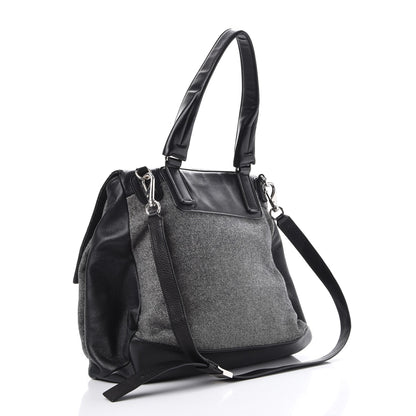 Givenchy Tweed Wool Calfskin Medium Pandora Pure Flap Bag Dark Grey Black 3 of 7