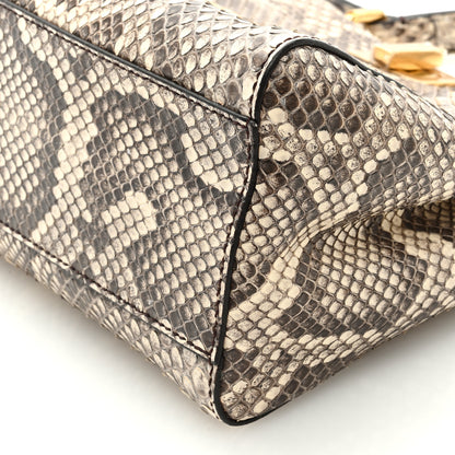 Fendi Snakeskin Shiny Nappa Mini Peekaboo Iconic Satchel Daisy Roccia Camelia 9 of 9