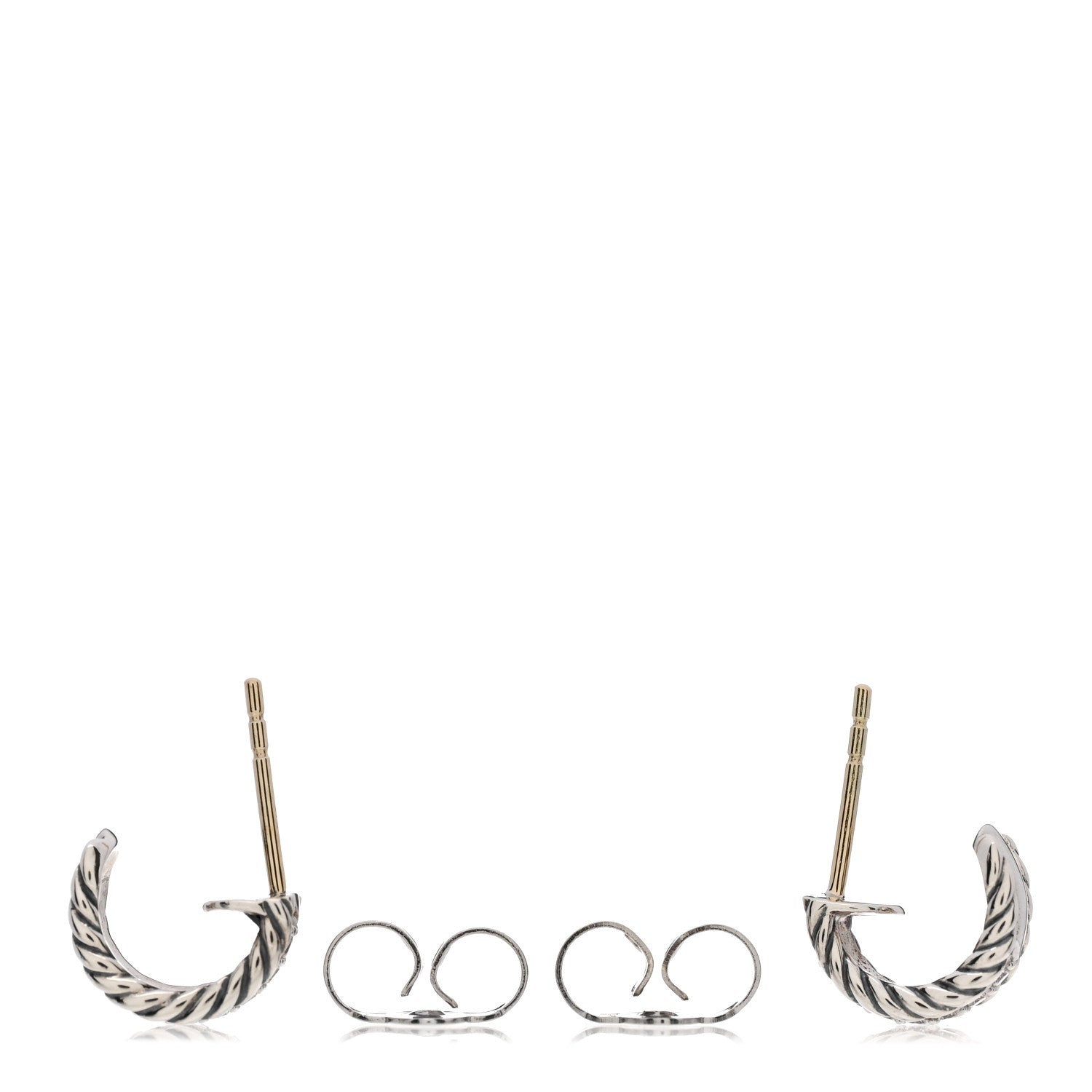 David Yurman Sterling Silver Diamond 12mm Cable Hoop Earrings 3 of 4