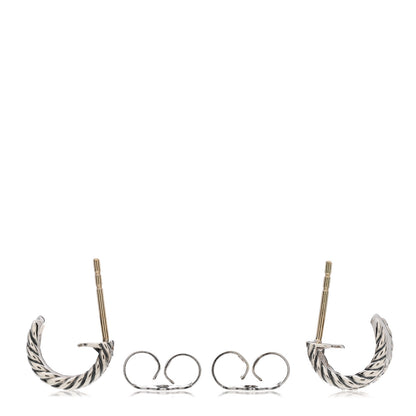 David Yurman Sterling Silver Diamond 12mm Cable Hoop Earrings 3 of 4