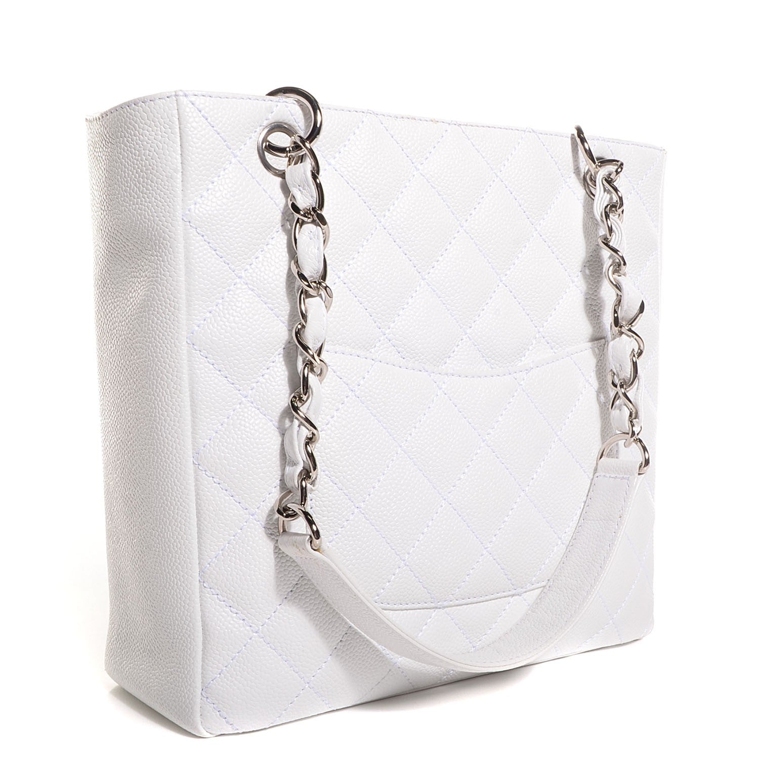 Chanel Caviar Quilted Petit Shopping Tote PST White 3 of 8