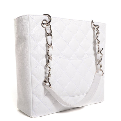 Chanel Caviar Quilted Petit Shopping Tote PST White 3 of 8