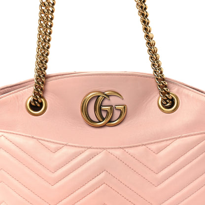 Gucci Calfskin Matelasse Medium GG Marmont Open Top Shoulder Bag Perfect Pink 8 of 10