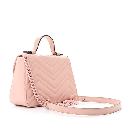 Gucci Calfskin Matelasse Monochrome GG Marmont Top Handle Shoulder Bag Perfect Pink 3 of 11